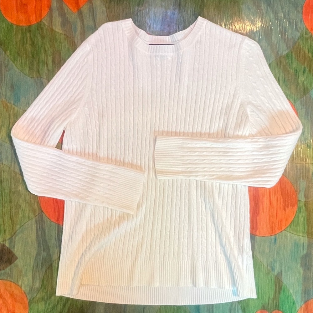 Designers Originals Luxelon Women's Sweater Long Sleeve White Size Large Ribbed
